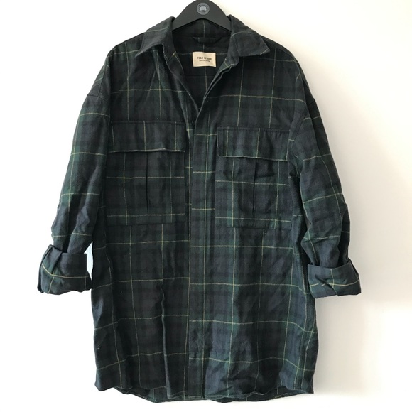 Fear Of God Green button up plaid flannel